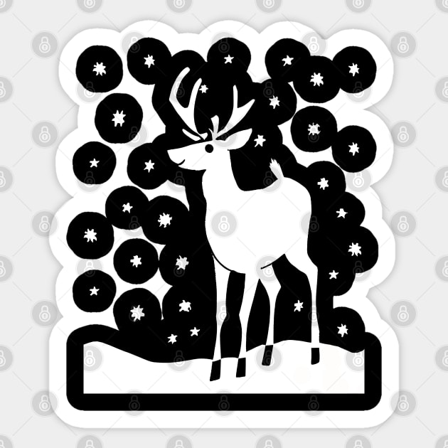 Reindeer in a starry night Sticker by CartWord Design